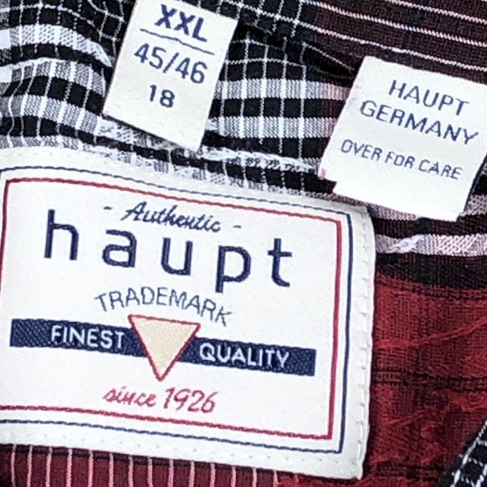Haupt Shirt Mens 2XL Red Plaid Textured Long Sleeve Button Up Casual Woven - Picture 7 of 9
